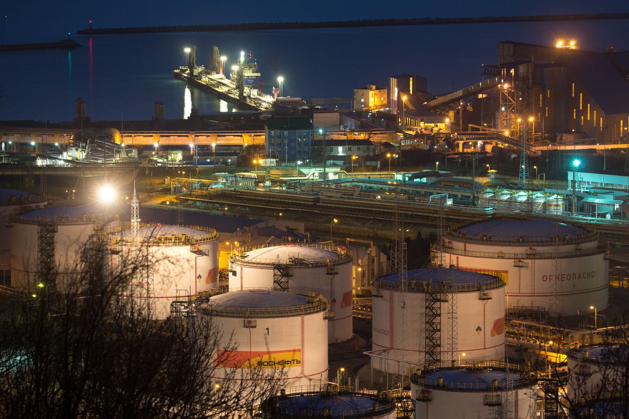 Oil storage tanks at the RN-Tuapsinsky refinery, operated by Rosneft, in Tuapse, Russia, on March 22, 2020.