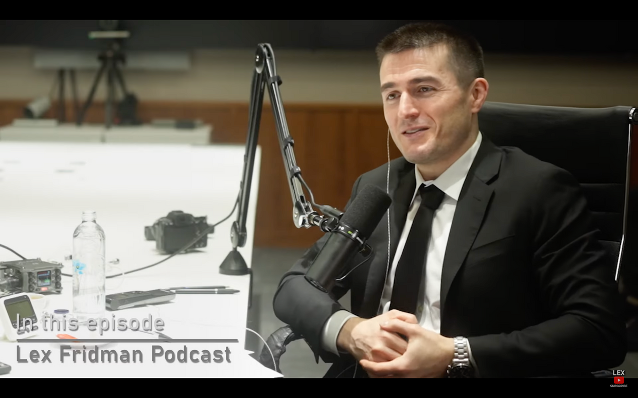 Moscow-born U.S. podcaster Lex Fridman during his interview with President Volodymyr Zelensky in a video posted on Jan.5, 2024.